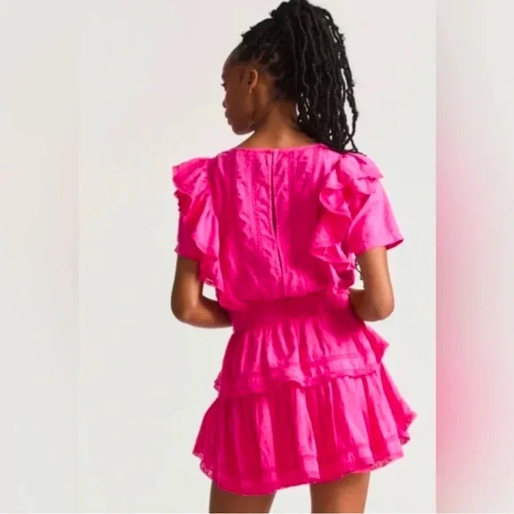 LoveShackFancy Natasha Heritage Mini Dress in Watermelon Ice Sz. M - Picture 4 of 9